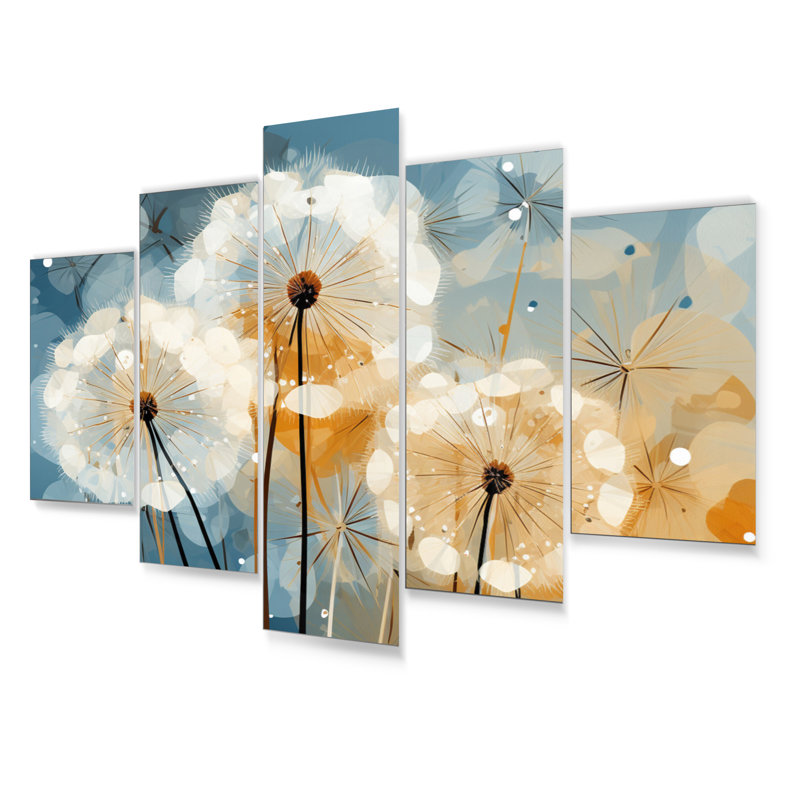 «Dandelion Natures Sunbursts I», ensemble de reproduction d'art floral en métal