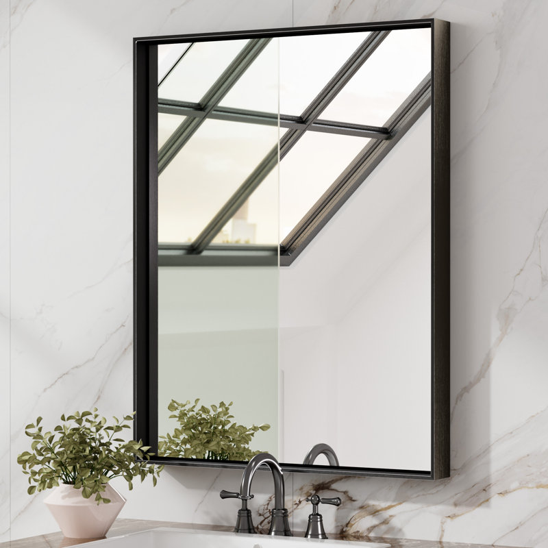 Stemn Framed Bathroom Vanity Mirror Accent Mirror, Black, 36" x 28"