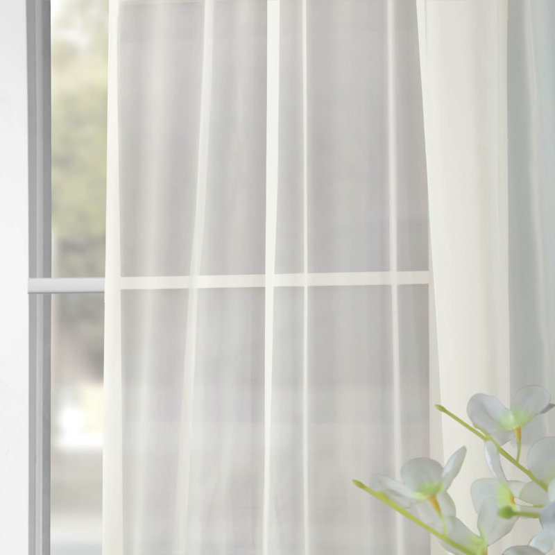 Solid Sheer Curtain Pair (2 Panels), 50" W x 108" L, Off White