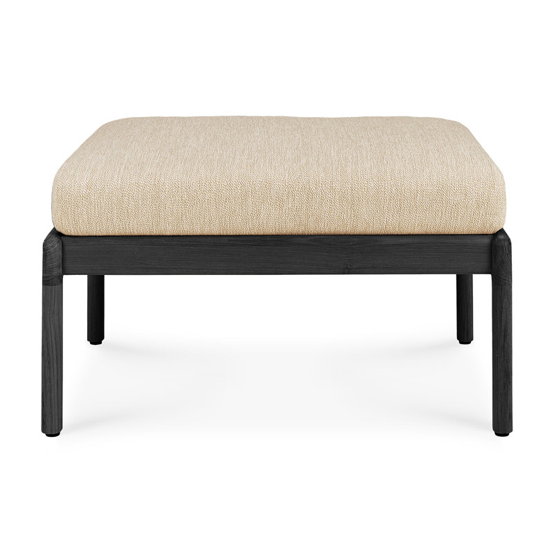 Jack Outdoor Teak Ottoman, Natural, Black