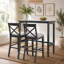 Ensemble de salle à manger rectangulaire en bois de 122 cm (48 po) de hauteur bar, d'inspiration champêtre, avec 2 chaises, idéal pour les petits espaces, gris et beige