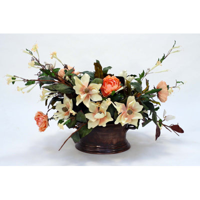 Magnolia and Peony Mixed Centerpiece in Pot