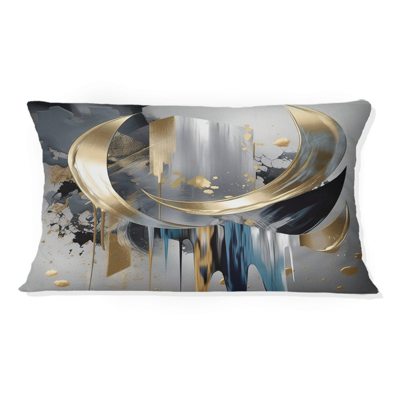 Abstract Shapes And Lines I - Coussin abstrait en marbre, 12" x 20"