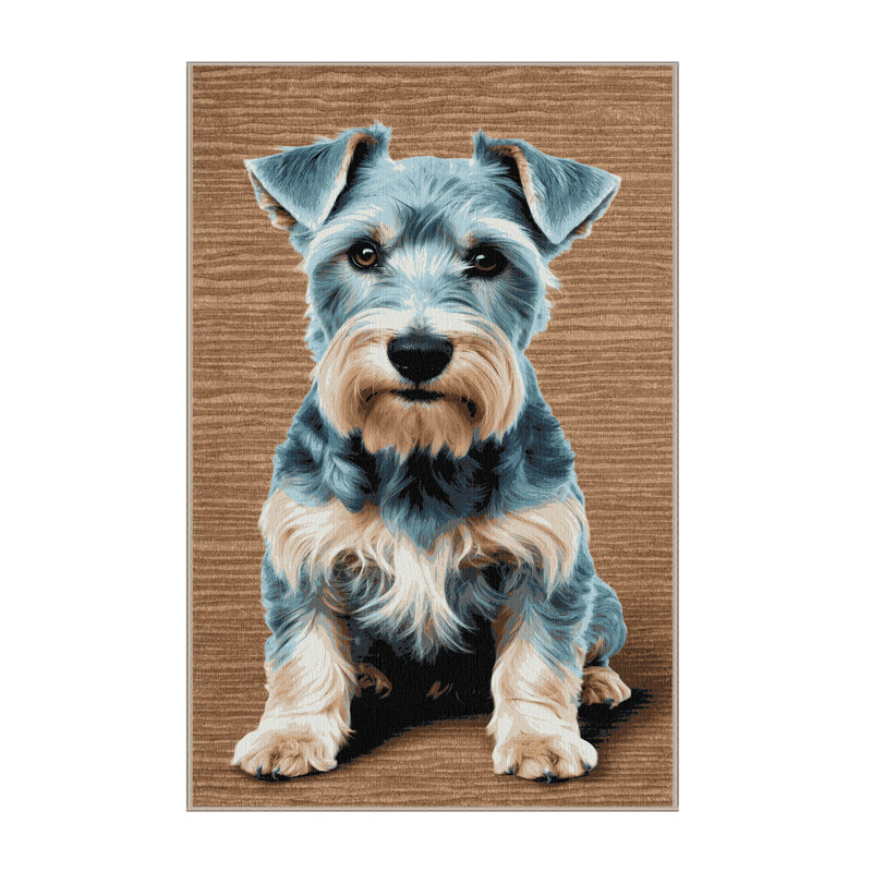 Washable Kerry Blue Terrier Dogs Area Rug, Rectangle 5' x 7'