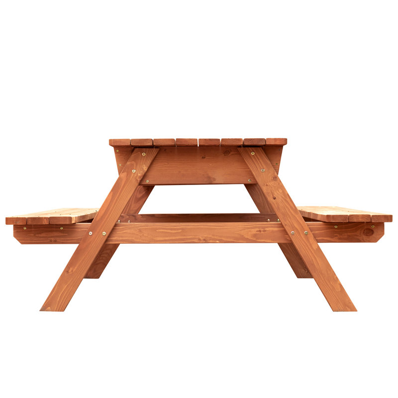 Medium Brown Cypress Wood Picnic Table with Storage Compartment