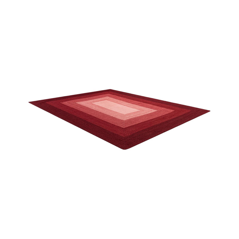  Ombre Hand Braided Wool Rug, Rectangle 2' x 3'1", Red