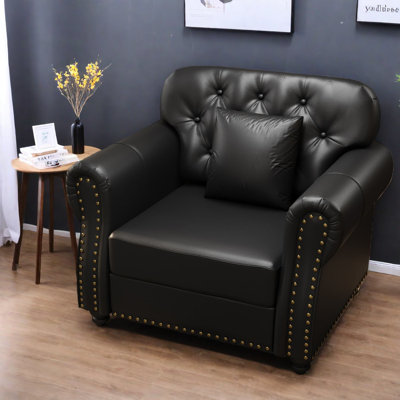 Comfortable Faux Leather Sofas 41.3 Inch Modern Chesterfield For Home