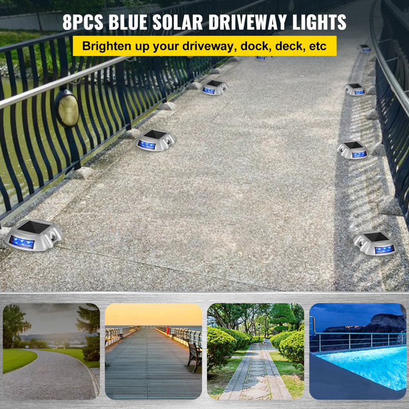 Blue LED Solar Powered Aluminum Pathway Lights Multipack