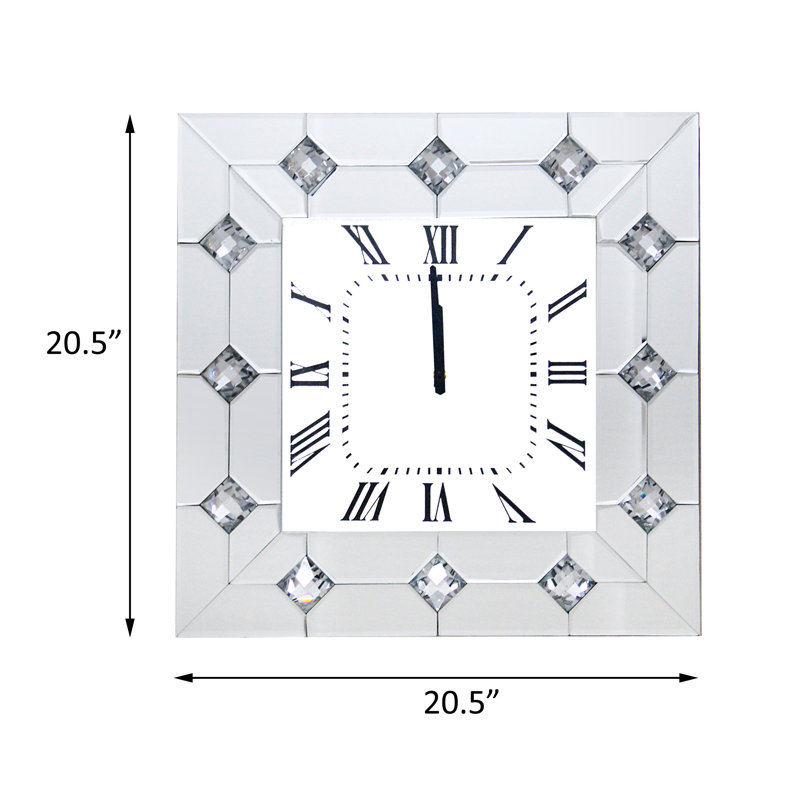 Wall CLock, Mirrored & Faux Rhinestones