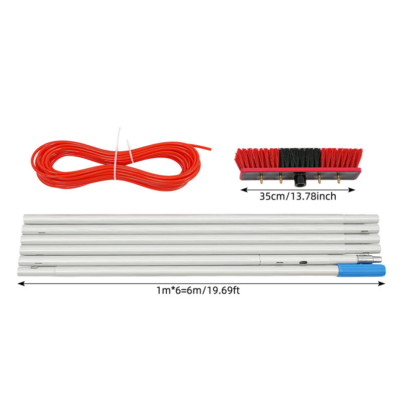 Ensemble de brosse de nettoyage de panneau solaire à longue portée pour fenêtres d'extérieur
