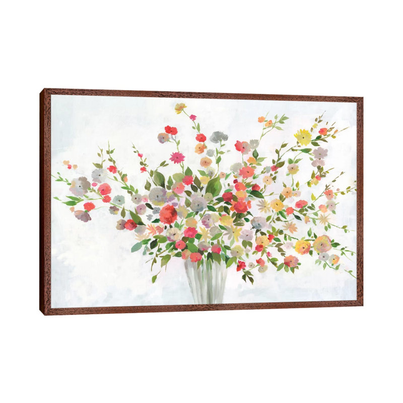 New Spring Bouquet by Allison Pearce - Painting on Canvas, 152.5 cm H x 101.5 cm W, Classic Brown Wood Framed Canvas