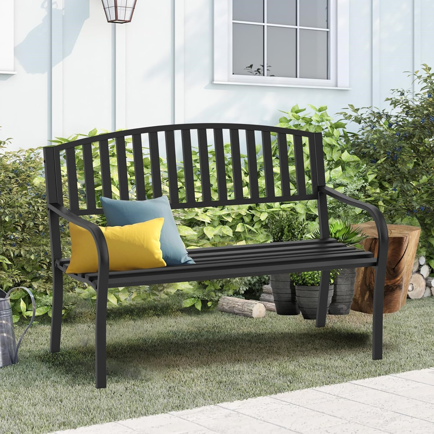 Latitude Run® Outdoor Bench,Cast Iron All Metal Frame,Weatherproof,Anti ...