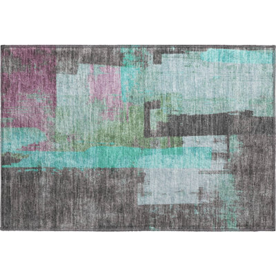 Premium Machine Washable Larrison AMF1779 Blocks Rug