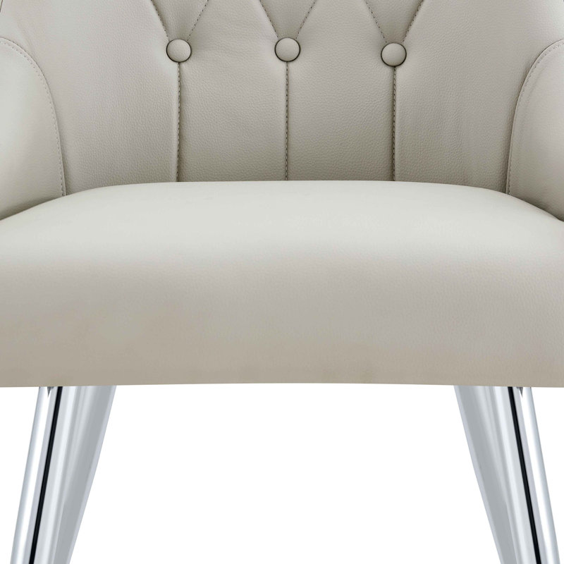 Chaise de salle à manger rembourrée en cuir avec dossier capitonné Diamond, Light Gray, Light Gray, Light Gray