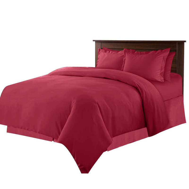 Modern & Contemporary Duvet Cover, Burgundy, Full/Double + 6 Additional Pieces