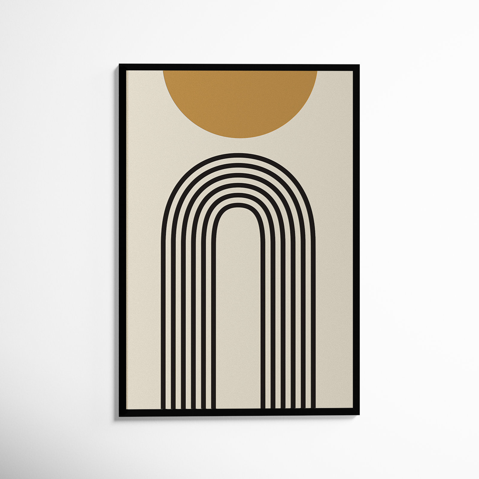 Retro Mountain Sunrise Print, Black, 41.25" H x 28.25" W x 0.88" D