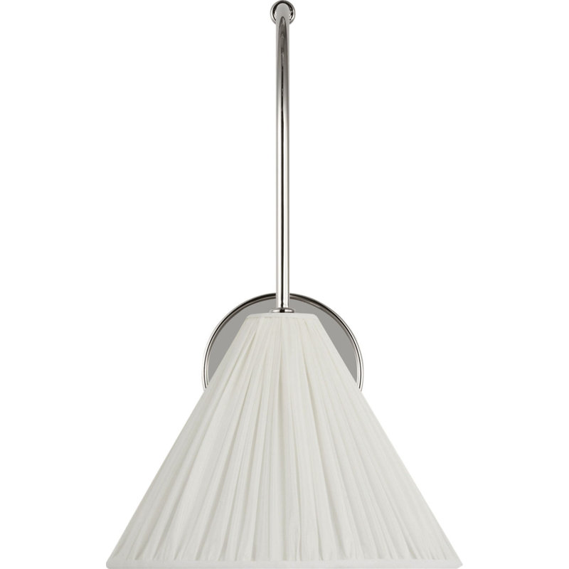 Malia 14" Arched Wall Light with Silk Pleated Shade, Polished Nickel