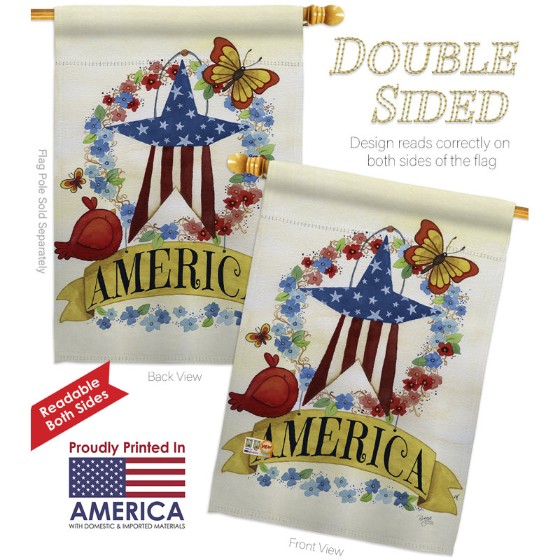 Double Sided 40'' H x 28'' W Polyester Independence Day Flag Set