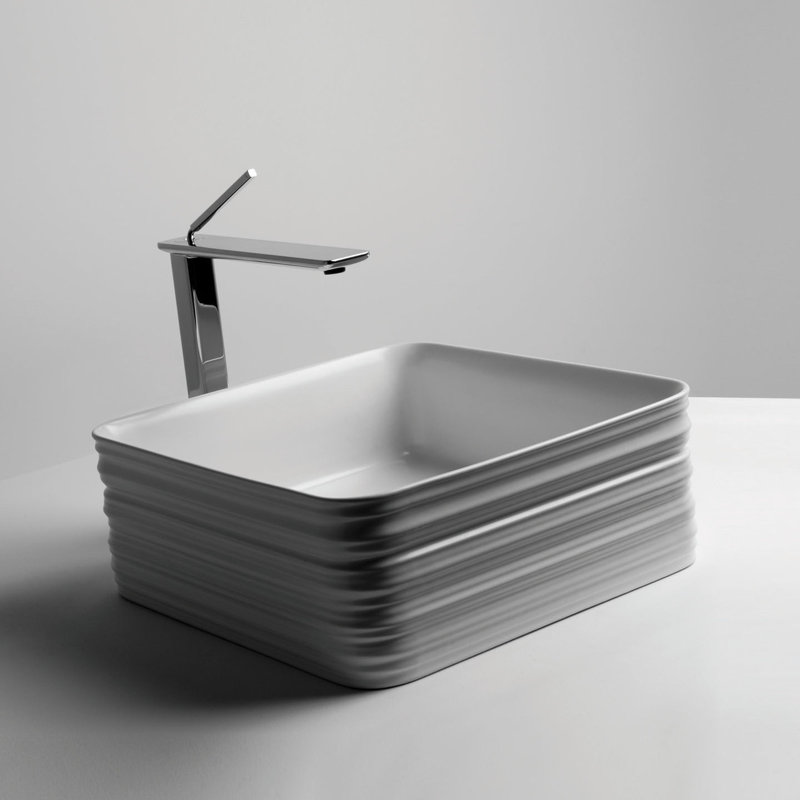 Lavabo de salle de bain vasque carré en céramique Trace