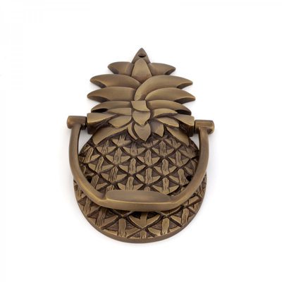 Antique Brass Pineapple Shaped Door Knocker with Mounting Hardware