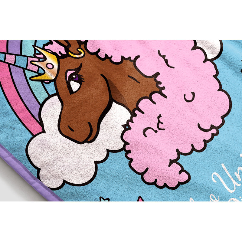 Afro Unicorn Unique, Divine, Magical 46 x 60 Silk Touch Throw Blanket
