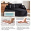 Très grand canapé-lit 69 po à dossier double désossé avec assise profonde, causeuse en velours côtelé moelleux 2 pièces, aucun assemblage requis, salon, rangement, tasse multifonctionnelle.-2031663972-2041746760