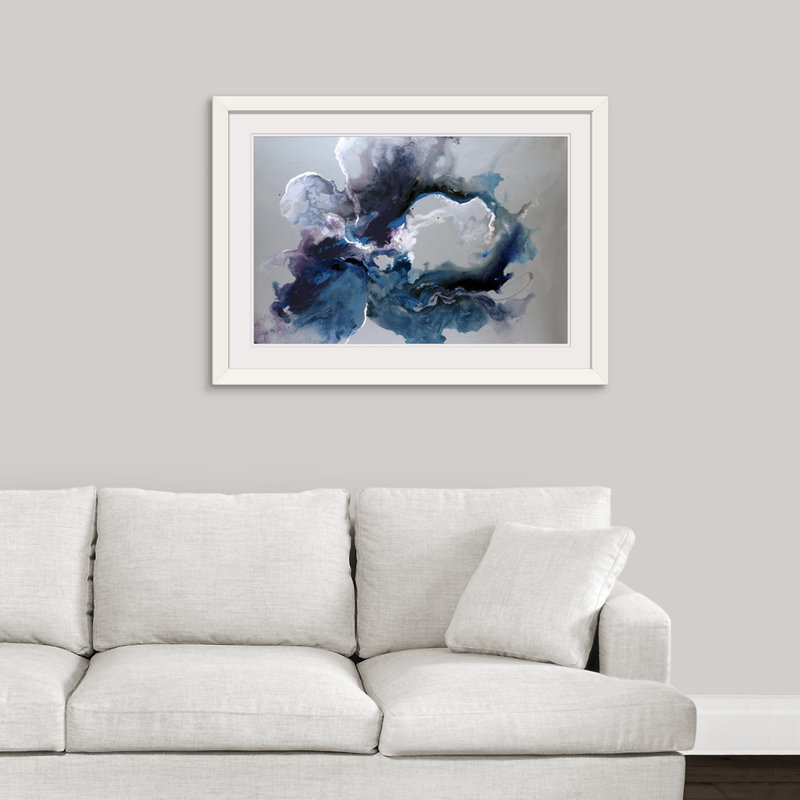 « Cerulean Waters » par Sydney Edmunds - impression, H 28 po x l 38 po, Impression encadrée, Blanc
