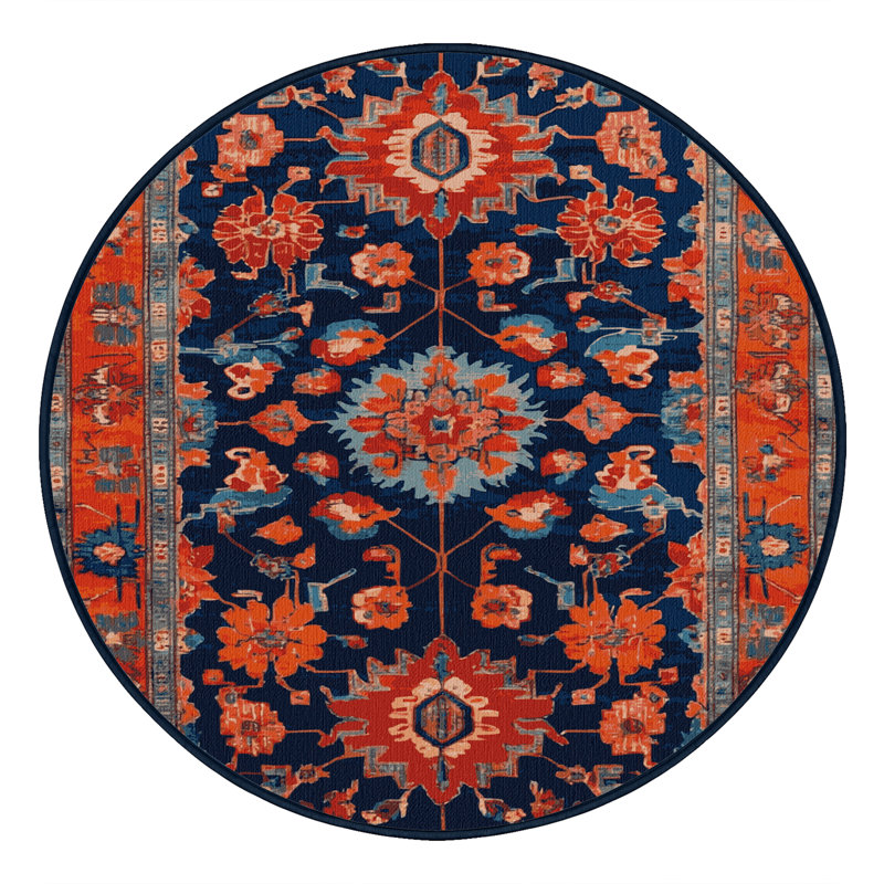 Tapis mauve lavable à la machine Tabriz, Rond 6 pi