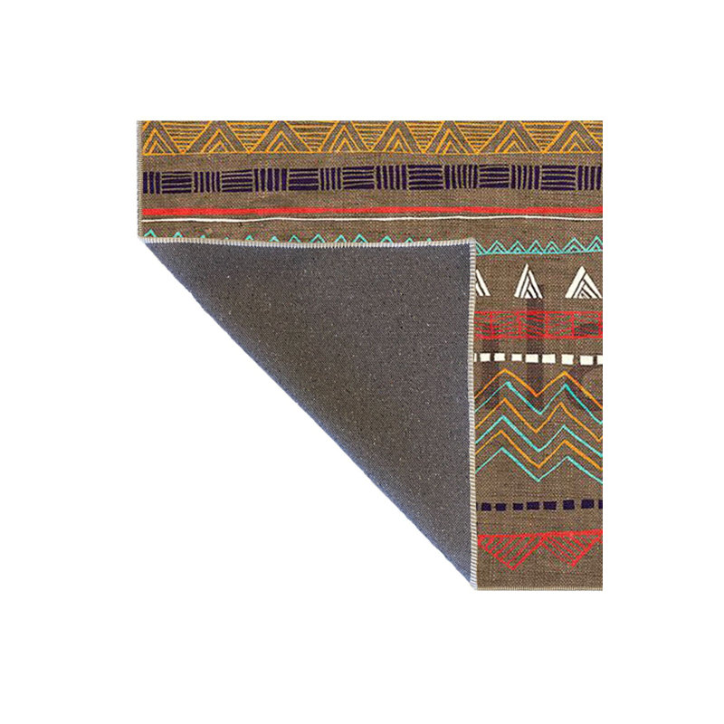 Tapis décoratif tissé géométrique lavable à la machine en paille, Sous-tapis rond 3 pi 3 po inclus