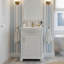 Meuble-lavabo de 20 po avec lavabo en céramique bombé unique, armoire de rangement avec 1 porte à fermeture en douceur et 1 tablette réglable-432357592