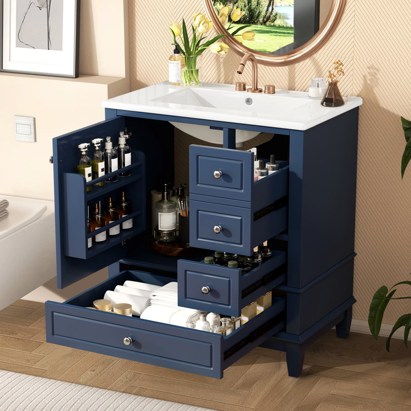30'' Single Bathroom Vanity with Top, Blue