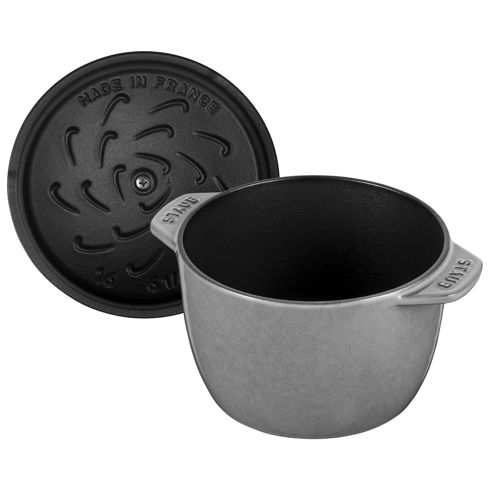 Staub Cast Iron Petite French Oven, Graphite Gray, 1.84 quarts