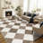 Washable Modern Coffee-Brown Area Rug Low Pile Rug for Living Room Bedroom Entrance Hotel-666599
