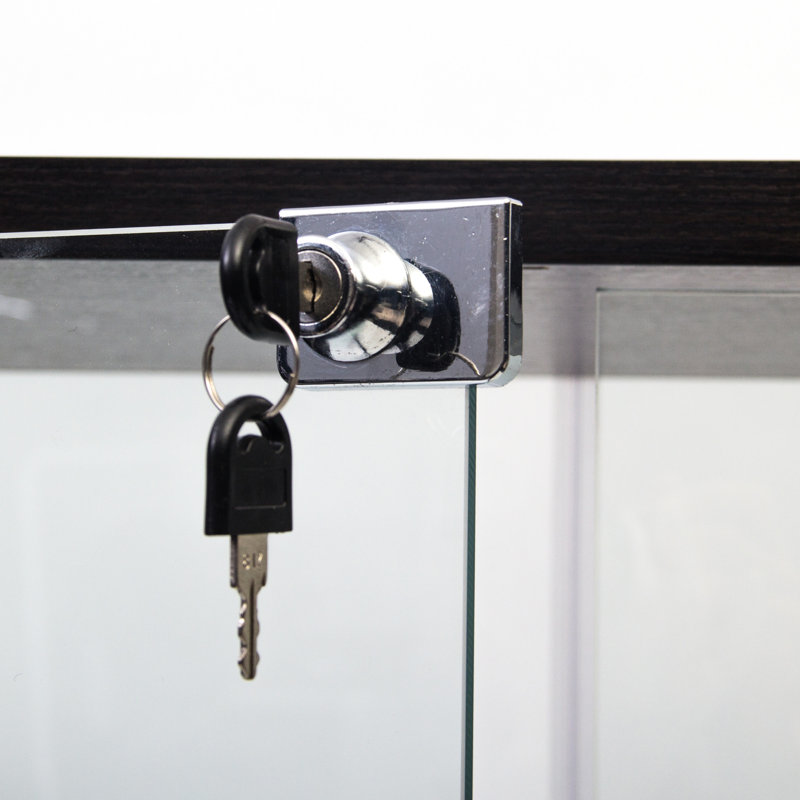 Vitrine à 4 tablettes avec deux portes, 64,7 po x 31,7 po x 14,3 po, noir pour le bureau de la chambre à coucher du salon - Étui de la collection Elegant, noir, 64,7 po x 31,7 po x 14,3 po
