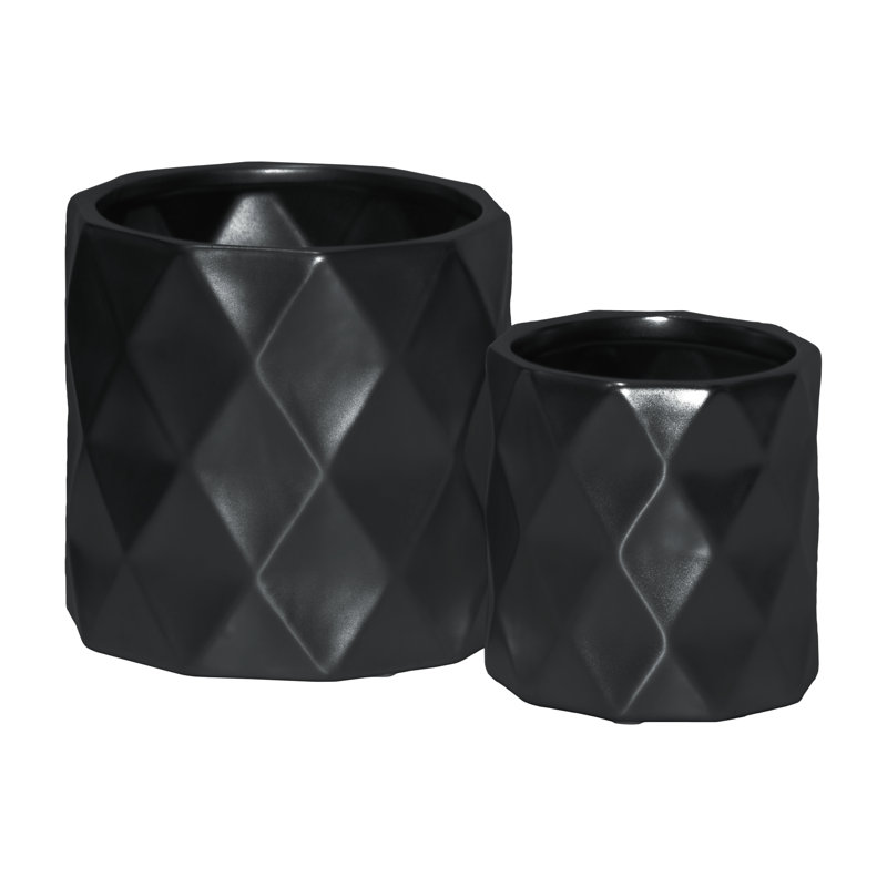 Valrie Ceramic Pot Planter, Matte Finish Black