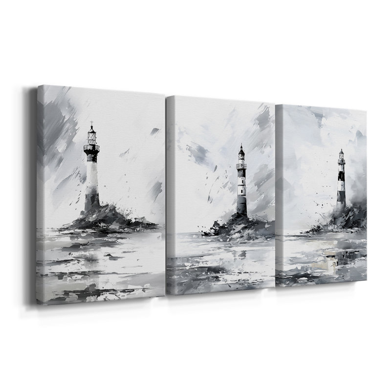 NAUTICAL Series DXXXV - Toile tendue sur mesure avec châssis - 3 pièces, H 12 po x l 24 po