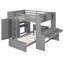 Lit mezzanine double multifonctionnel avec lit simple, bois massif, finition grise pour les espaces compacts