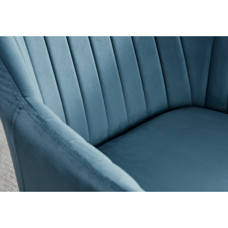 Chaises de salle à manger rembourrées en velours de luxe Wethersfield, Noir, Bleu