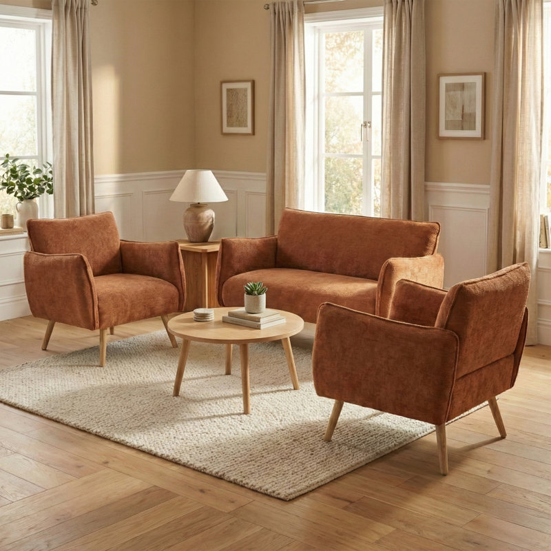 3 Piece Sofa Set, Rust
