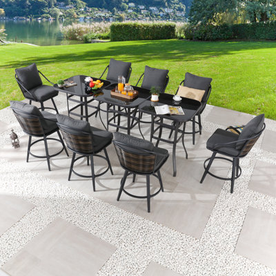 8 - Person Wicker Patio Dining Set with Square Table