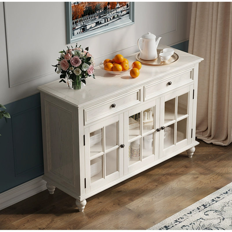 American Style Solid Wood & Glass Sideboard