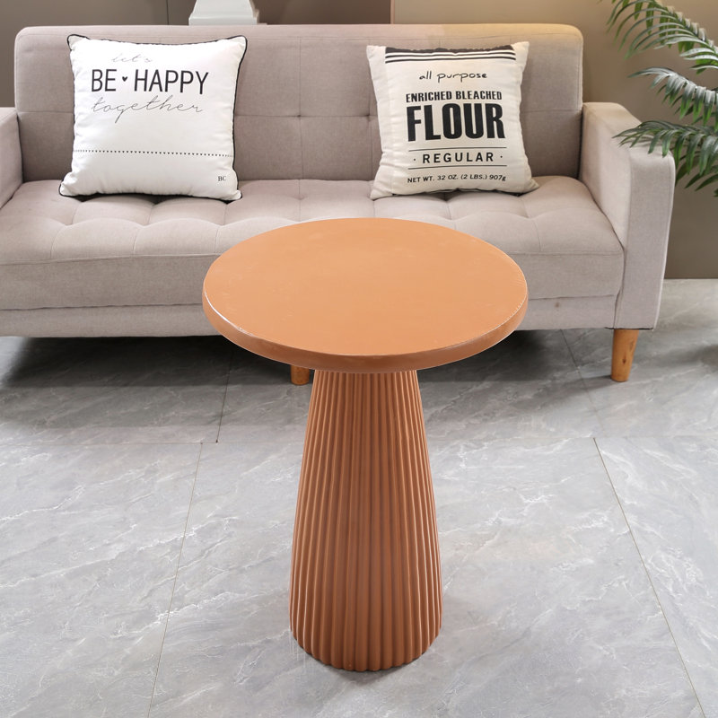 Fluted Pedestal Side Table, Brown
