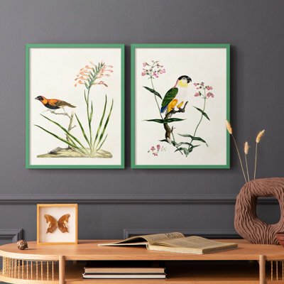 Oiseau dans l'habitat III - reproduction encadrée de qualité supérieure - prête à être accrochée - aucun clou requis - aucun clou requis