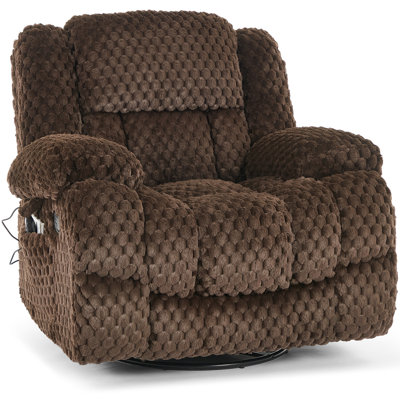 Kinue 41.3" W Swivel Upholstered Recliner with Massage and Heat