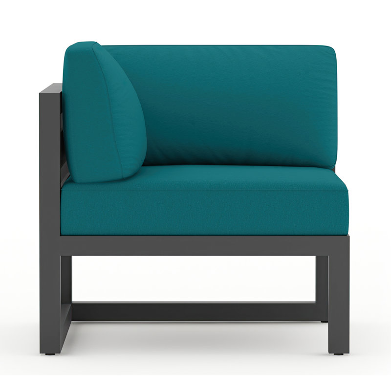 Avion 6 Piece Sectional Set With Swivel, Slate, Spectrum Peacock Sunbrella® Plainweave