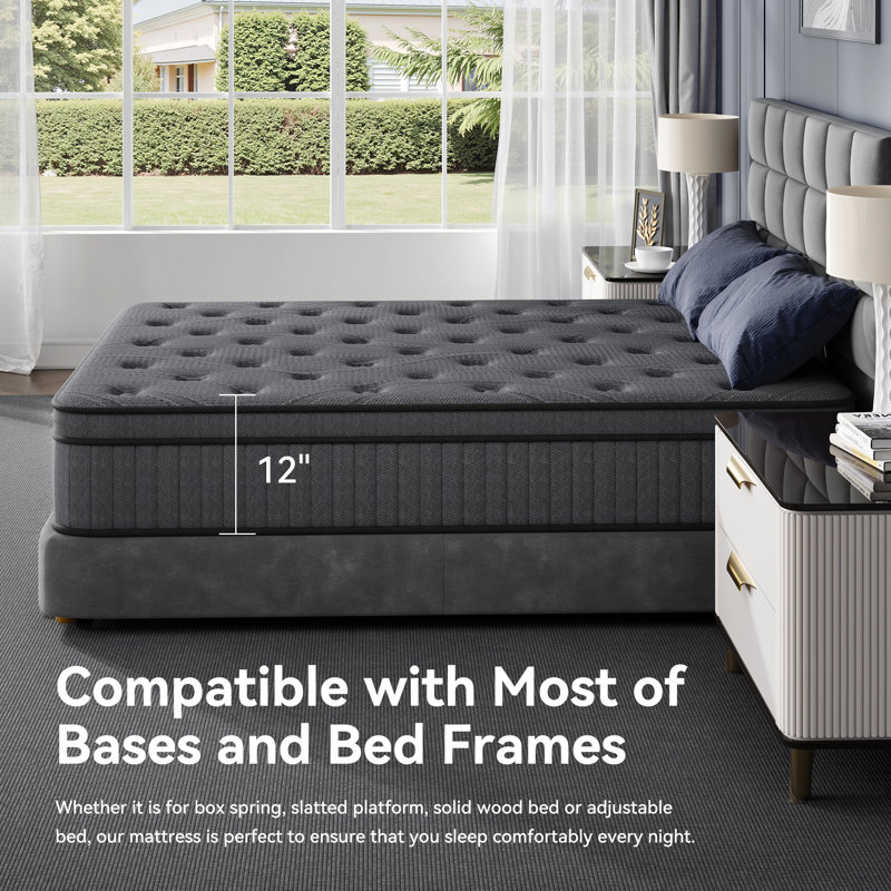 Medium Pocket Spring Hybrid Mattress With Memory Foam, 12", Queen