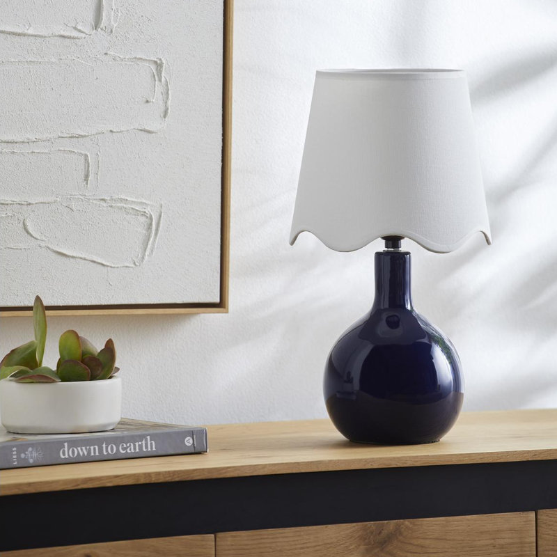 Lampe de table Canvey Maura, Marine, Blanc, H 15 po x l 9 po x P 9 po