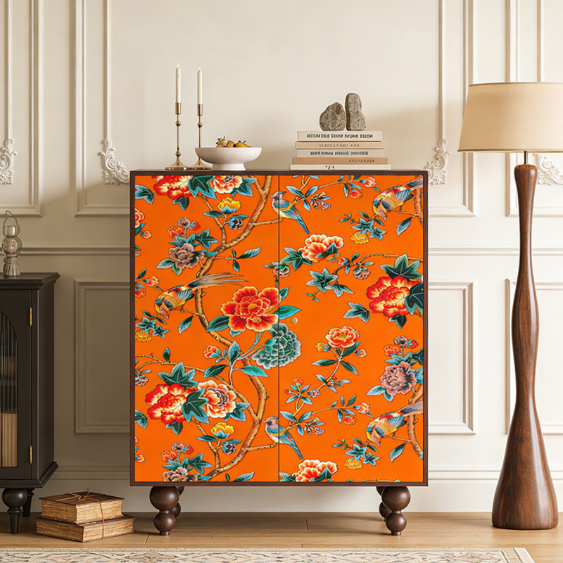 Armoire décorative rectangulaire en bois massif, Brun