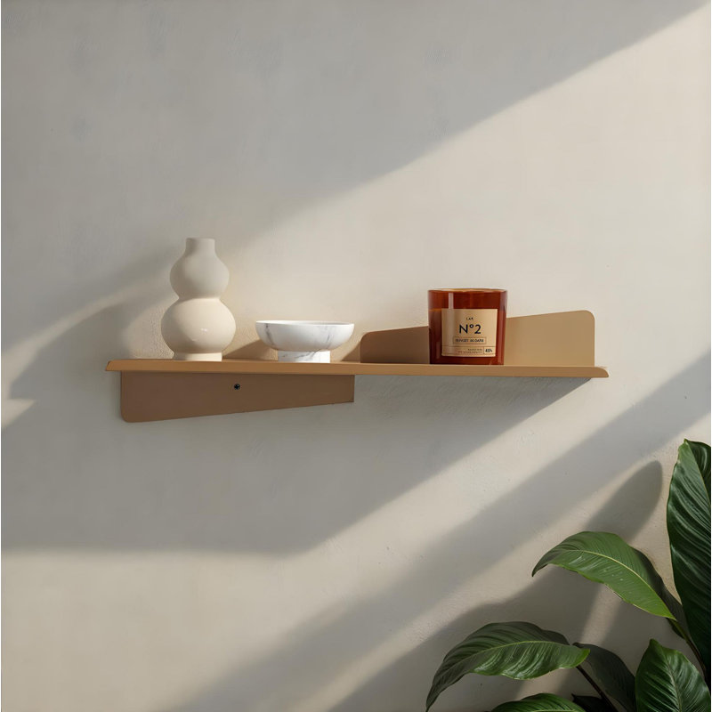 Tablette murale moderne en métal de couleur taupe 23,6 po x 5,5 po | Cadre 100% métal (épaisseur: 0,05 pouce) avec peinture électrostatique en poudre | Élégant décor industriel pour le salon et le bureau