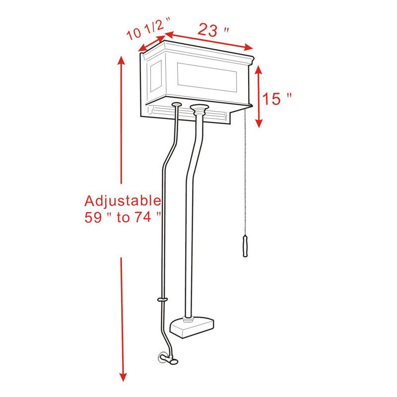 Trousse de conversion de toilette à chaîne à réservoir haut, Chêne foncé